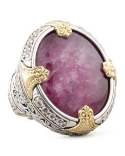 Round Silver & 18k Gold Ruby/Quartz Doublet Ring   KONSTANTINO   Silver/Gold (7)