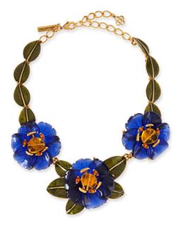 Resin Peony Flower Necklace   Oscar de la Renta   Blue
