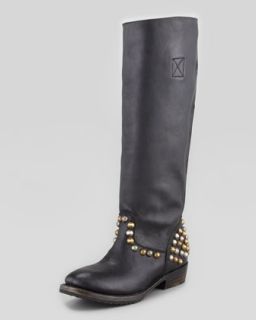 Vamos Bis Studded Leather Knee Length Boot, Black   Ash   Black (37H/7H)