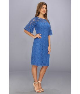Adrianna Papell Flutter Sleeve Lace Sheath Baltic, Clothing