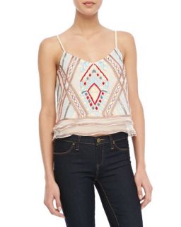 Womens Sleeveless Tiered Embroidered Top   Parker   Multi (LARGE)