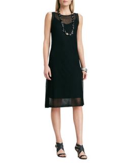 Womens Sleeveless Mesh Dress   Eileen Fisher   Black (X SMALL (2/4))