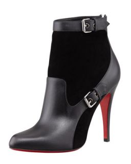 Canassone Buckled Suede Leather Bootie   Christian Louboutin   Black/Black (39.