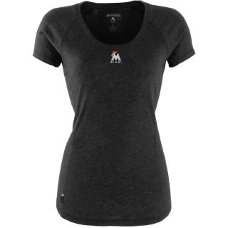 Antigua Miami Marlins Womens Pep Shirt   Size Large, Black/heather (ANT MARLN