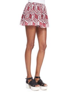 Womens Pleated Wide Leg Lace Print Shorts   Thakoon Addition  