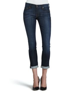 Womens Skinny Crop & Roll Jeans, Nouveau NY Dark   7 For All Mankind   Nouveau