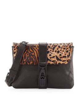 Goldie Leopard Print Flap Crossbody Bag, Leopard   Rachel Zoe