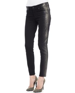Womens Verdugo Shimmer Side Slim Jeans   Paige Denim   Black and gold (28)