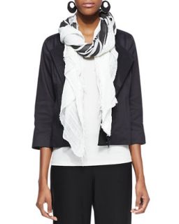 Printed Big Square Scarf   Eileen Fisher   Black/Wht (ONE SIZE)