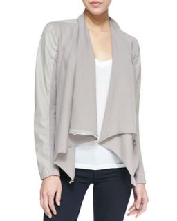 Womens Private Practice Faux Leather/Ponte Jacket, Taupe   Blank   Taupe