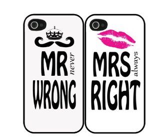 His & Hers Mr (never) Wrong and Mrs (always) Right Set of Two (2) iPhone 4, 4s Case Cell Phones & Accessories