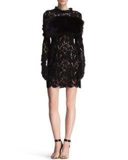 Fox Fur and Knit Infinity Wrap   Lanvin   Black (ONE SIZE)