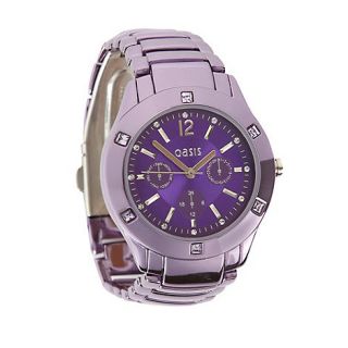 Oasis Ladies purple stainless steel bracelet watch