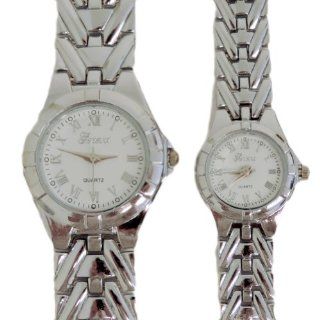 Geneva Platinum Collection His & Hers Matching Watch Set Silver Bracelet with White Face at  Men's Watch store.