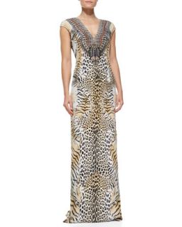 Womens Silk Animal Print Long Coverup Dress   Camilla   Jaguar (3/10 1)