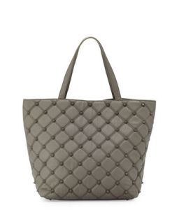 Empress Stud Quilted Faux Leather Tote Bag, Dove   Deux Lux