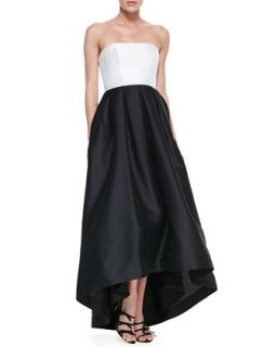 Womens Strapless Box Pleated High Low Gown   ML Monique Lhuillier  