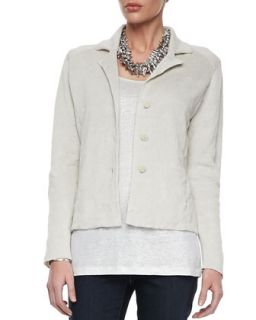 Womens Metallic Zipper Cuff Jacket, Petite   Eileen Fisher   Bone (PM (10/12))