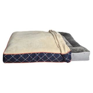 Boots & Barkley Large Rectangle Mattress Pet Bed Cover   Ikat Lattice Navy/Coral