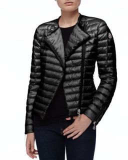 Womens Asymmetric Zip Puffer Jacket, Black   Moncler   Black (MEDIUM)
