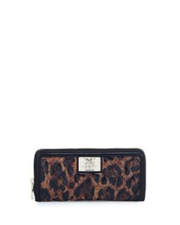 Nero Leopard Print Quilted Faux Leather Wallet   Moschino