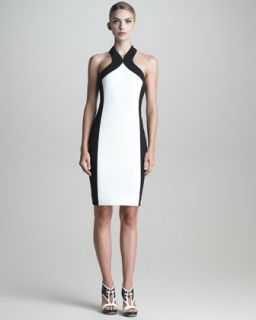 Womens Colorblock Halter Sheath Dress   Jason Wu   Optic white/Black (8)