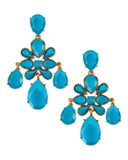 Faceted Chandelier Clip On Earrings, Turquoise   Oscar de la Renta   Turquoise