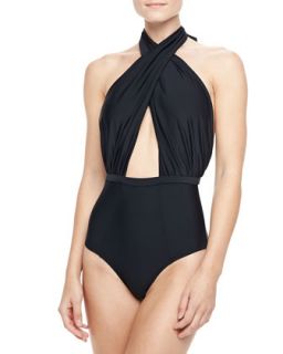 Womens Cabana One Piece Swimsuit   6 Shore Road   Black coal (X SMALL)