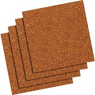 Quartet Natural Cork Tiles, Frameless, Modular, 4 Pack, 12 x 12