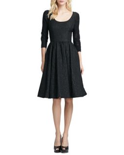 Womens 3/4 Sleeve Brocade Party Dress   Tracy Reese   Black (0)