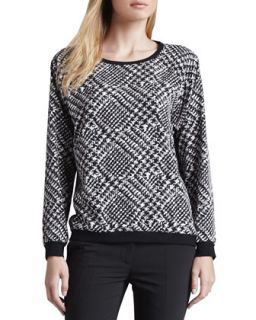 Womens Long Sleeve Printed Sweater   Tibi   Black/White (X SMALL)