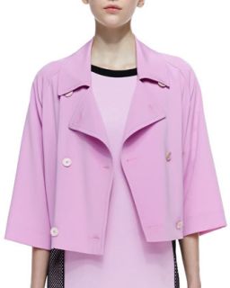 Womens Cropped Double Breasted Boxy Trench Coat, Cosmos Pink   DKNY   Cosmos