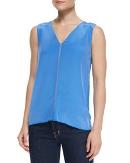 Womens Minimal Sleeveless Silk Front Top   Bailey 44   Blue (MEDIUM/6)