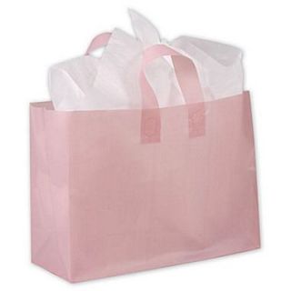 16 x 6 x 12 Frosted High Density Shoppers, Dusty Rose