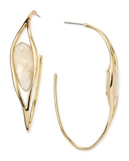 Golden Rutilated Quartz Hoop Earrings   Alexis Bittar   Gold