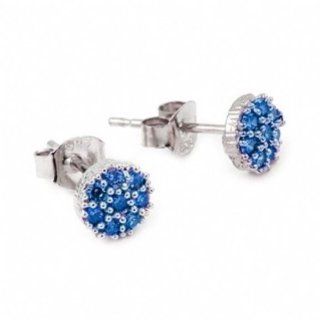 Fantasy Jewelry Box Womens Petite Blue Round Cubic Zirconia Stud Earrings Jewelry