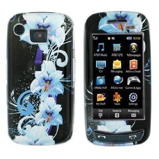 Blue Hawaiian Flower Design Snap on Hard Cover Protector Faceplate Skin Case for At&t Samsung Impression A877 + Belt Clip Cell Phones & Accessories