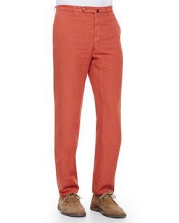 Mens Chinolino Cotton/Linen Trousers, Orange   Incotex   Orange (34)