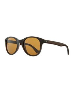 Round Acetate Sunglasses, Brown/Amber   Ray Ban   Brown