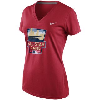 NIKE Womens 2014 All Star Game Legend Logo V Neck Short Sleeve T Shirt   Size