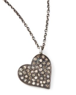 Diamond Heart Pendant Necklace   Zoe Chicco   Silver