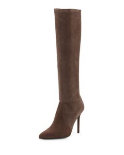 Benefit Stretch Suede Boot, Funghi (Made to Order)   Stuart Weitzman   Funghi