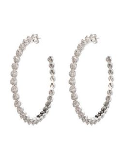 Rhodium Plated Pave Crystal Hoop Earrings with Cones   Eddie Borgo   Silver