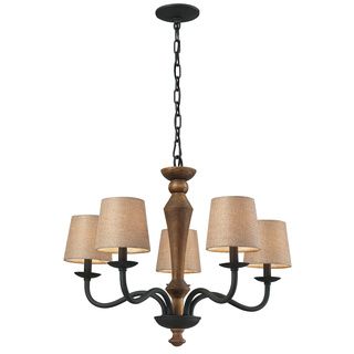 Hgtv Home Early American 5 light Colonial Maple/ Vintage Rust Chandelier