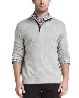 Mens Hidden Quarter Zip Knit Sweater   Peter Millar   Antique grey (X LARGE)