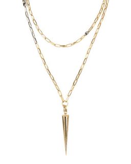 Gold Plated Caged Spike Necklace, 30   Paige Novick   Gold