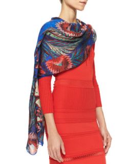 Psychedelic Print Wrap, Red Pattern   Roberto Cavalli   Red pattern