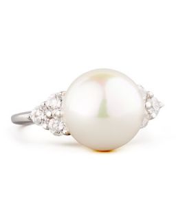 White Pearl & Cubic Zirconia Ring   Majorica   Pearl (7)