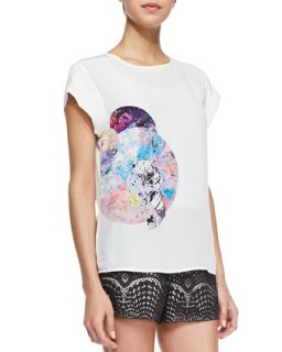 Womens Animal Graphic Loose Tee   12th Street by Cynthia Vincent   Snow tiger