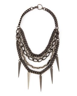 Mixed Chain Spike Collar Necklace   Paige Novick   Gunmetal